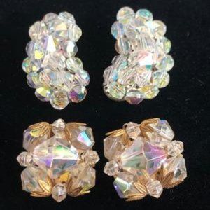 TWO PAIRS OF VINTAGE BEAD CLIP ON EARRINGS
